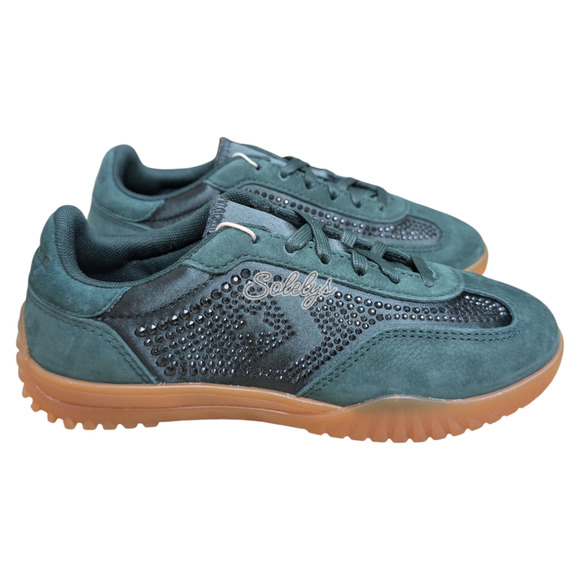 Converse x Swarovski Run Star Trainer Low Emerald Green Leather Sneaker 5 NWT - Picture 5 of 11